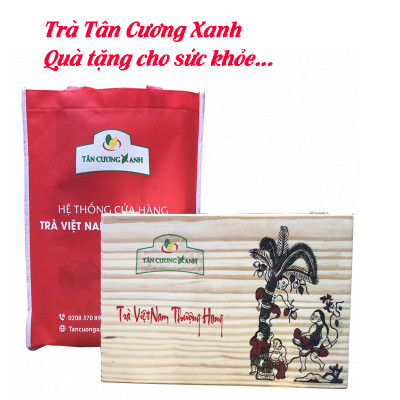 Trà Tân Cương Thượng Hạng Hộp Gỗ Thông - Trà xanh Thái Nguyên hương thơm, vị đượm làm quà biếu ý nghĩa