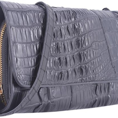 Túi Đeo Chéo 2 Gai Nữ Da Cá Sấu Huy Hoàng HT6246 (14.5 x 24.5 cm) - Đen