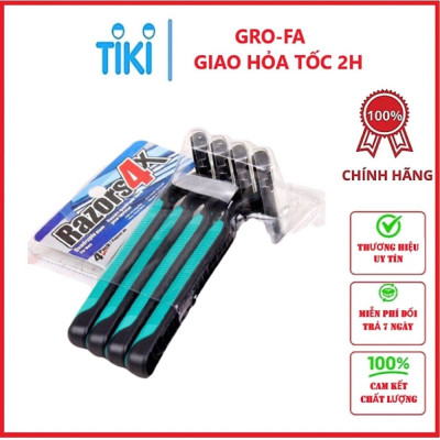 Bộ 4 Dao Cạo Râu Razors Loại 3 Lưỡi Siêu Bền LƯỠI DAO SẮC BÉN, THIẾT KẾ THÔNG MINH, NHỎ GỌN - Hàng chính hãng