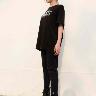 LAAS Áo thun nét vẽ chất liệu cotton thoáng mát