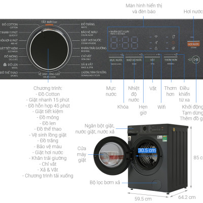 Máy giặt Toshiba Inverter 12 kg TW-T21BU130UWV(MG) - HÀNG CHÍNH HÃNG - CHỈ GIAO HCM
