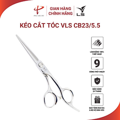 Kéo cắt tóc VLS CB23/5.5 lưỡi thẳng quai offset vênh đỡ ngón cố định - Hàng chính hãng