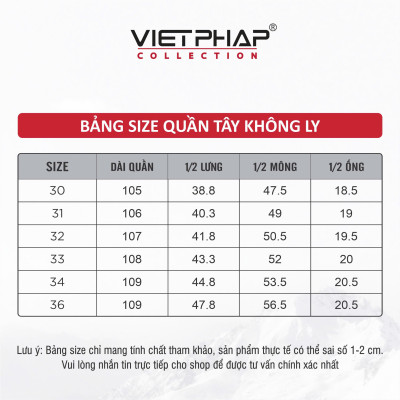 Quần Tây Nam VIỆT PHÁP Form Classic Không Ly Chất liệu Cao Cấp Chống Nhăn, Độ Bền Cao 2028