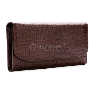 Bóp nữ vân cá sấu Huy Hoàng bấm nút màu da, đen, nâu HT3108-09-10 