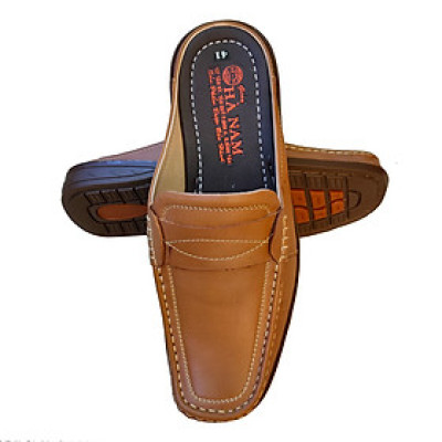 Dép bít mũi nam da bò thật đế cao su cao cấp GSB2050