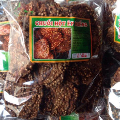 Đặc Sản Kon Tum - Chuối hột nhà ép miếng Khô 1Kg Hút Chân không- OCOP 3 Sao