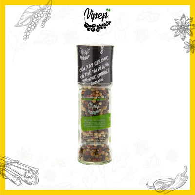 Tiêu Ngũ Sắc Hạt Tự Nhiên Cối Xay Vipep Hũ Thủy Tinh 45g