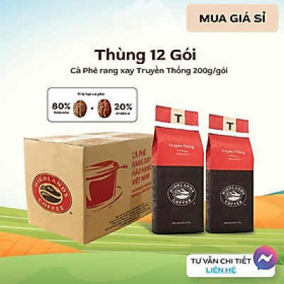 Traditional Blend Thùng 12 gói Cà phê Rang xay Truyền thống Highlands Coffee 200g