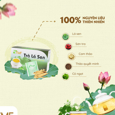 Trà lá sen túi lọc TÂM MINH FOODS hạ mỡ máu giảm cân ngủ ngon hộp 20 gói