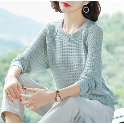 Áo len nữ, áo len nữ lưới cổ tròn nhiều màu AL39