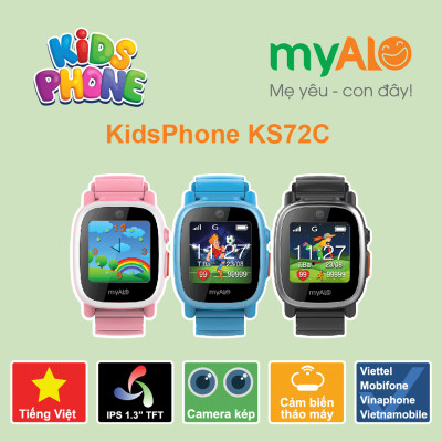 Đồng hồ thông minh trẻ em myAlo KS72C, hàng cao cấp chính hãng với giao diện tiếng Việt, gọi điện và nhắn tin 2 chiều, liên lạc khẩn cấp SOS, chụp ảnh với Camera kép và định vị chính xác bằng GPS/LBS/Wifi