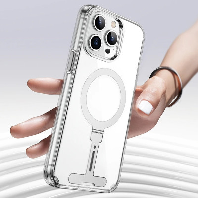 Ốp lưng sạc từ tính tích hợp kệ đỡ ẩn cho iPhone 15 Pro / 15 Pro Max / 15 Plus hiệu WIWU Stand chống sốc, chống va đập bảo vệ camera - Hàng nhập khẩu