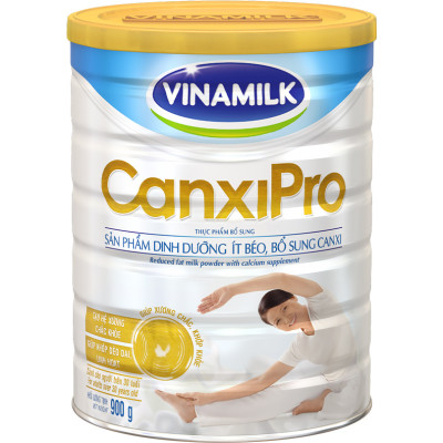 Sữa bột Vinamilk CanxiPro 900g (Hộp thiếc) - Sữa bổ sung Canxi cho người già cao tuổi, Tốt cho xương khớp - 900g