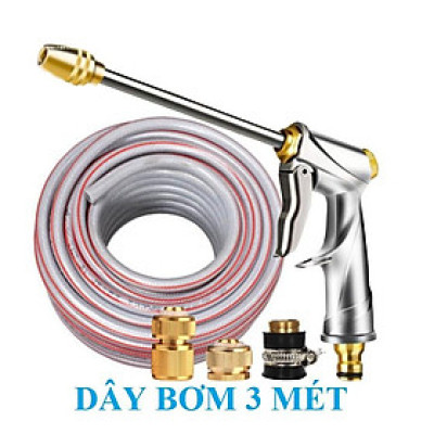 Bộ dây vòi xịt nước rửa xe, tưới cây , tăng áp 3 lần, loại 3m, 5m 206701-2Hđầu đồng, cút đồng,nối đồng +  đai