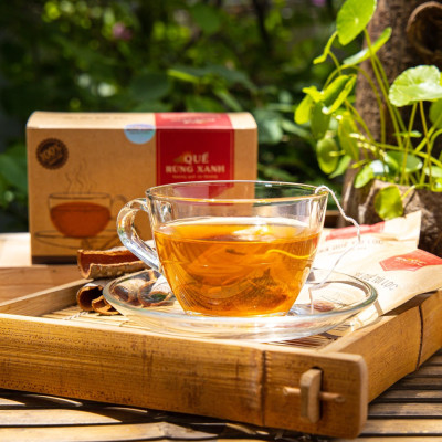 Trà Quế  giúp giảm cân, giúp lưu thông máu,tăng kháng thể, ổn định đường huyết, ngủ ngon, hơi thở thơm hương Quế Rừng Xanh- Quế rừng Trà Bồng Quảng Ngãi, món quà về sức khỏe và tinh thần