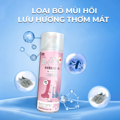 Chai Xịt Khử Mùi Giày Nano Bạc Dung Tích 260ml Chai Màu Xanh Diệt Khuẩn Ngăn Ngừa Hôi Chân Lưu Hương 24h