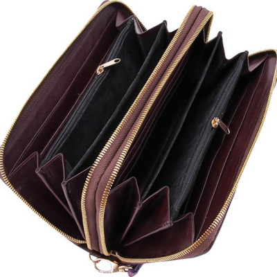 Ví Nữ Da Cá Sấu Nhiều Ngăn Gai Huy Hoàng HT3278 (11 x 22 cm) - Tím