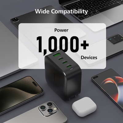 Bộ củ sạc + Cáp MicroPack POWER SERVER GaN 100W MWC-4100 Nhiều Đầu Ra 03xUSB-C Và 01xUSB-A Sạc Siêu Nhanh Nhỏ Gọn Hàng Chính Hãng
