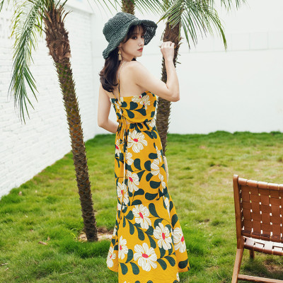 Đầm maxi 2 dây xinh xắn, lưng dây đan sexy quyến rũ, dáng dài ngang bắp chân, phom đẹp dễ mặc, váy đi biển, du lịch | MX036