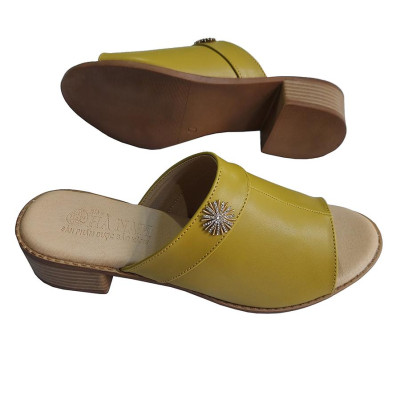Dép Nữ Quai Ngang Cao Gót Da Bò Thật TiTi ĐÔ Cao Cấp 4cm DNU2176