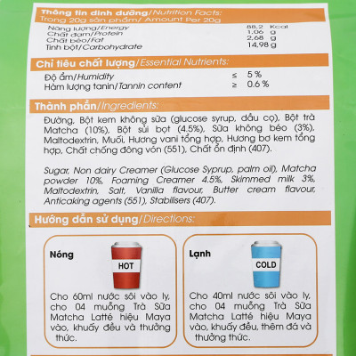 Trà sữa hòa tan Maya Matcha Latte - Túi 1 kg