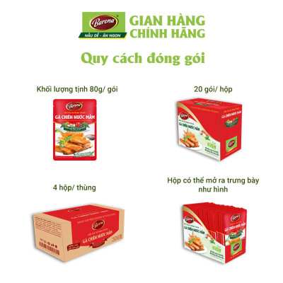 Combo 1 hộp (20 gói) Gia Vị Gà Chiên Nước Mắm Barona 80g ướp ngon chuẩn vị không cần nêm nếm