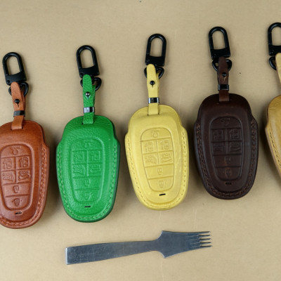 Bao da ép phom Handmade chìa khóa xe ô tô Hyundai TUCSON SANTAFE 7 nút bấm da bò thât giá tận xưởng (có bán sỉ) - hàng chính hãng