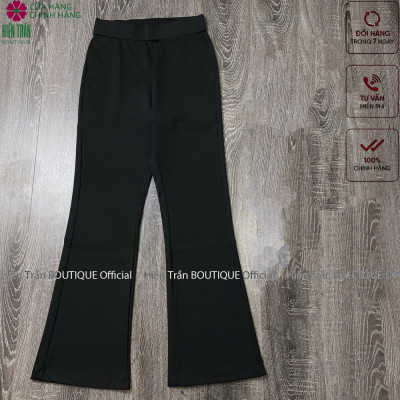 Quần ống loe Hiền Trần BOUTIQUE nữ lưng cạp cao co giãn vải Umi Hàn co giãn tốt dáng dài