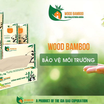 Hộp giấy rút  WOOD BAMBOO 180 tờ 2 lớp