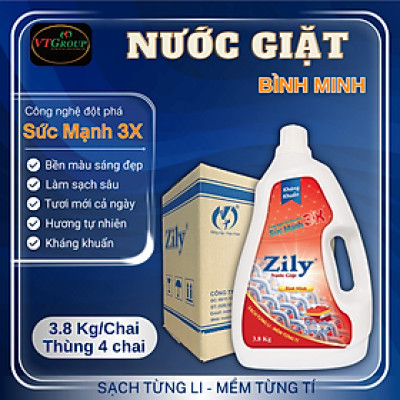 Nước Giặt Zily 3.8 Kg (4 Chai/thùng) - Tặng 5 Dây Xả Vải Zily ( 10 Gói/Dây )