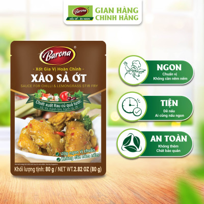 Combo 3 gói Xốt Gia vị hoàn chỉnh Barona - Xào Sả Ớt 80gr