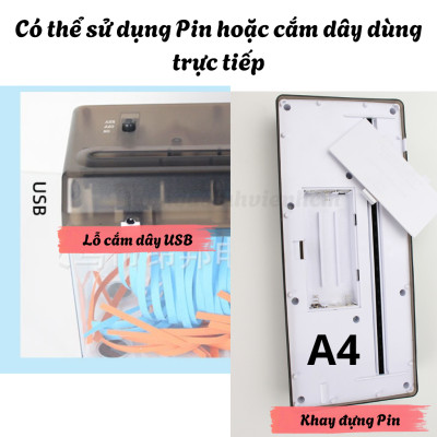 Máy hủy giấy / Máy hủy tài liệu dùng Điện USB hoặc chạy bằng pin FULLBOX-Dụng cụ cắt giấy cho văn phòng tại nhà 2 Khổ A4 và A6