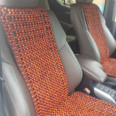 Đệm Lót Ghế Xe Ô Tô Hạt Gỗ Hương Đỏ Hạt 1.2cm - Đan kết viền mép cao cấp ( hình thật )