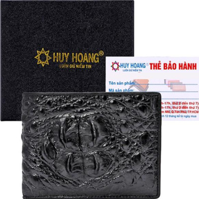 Ví Nam Da Cá Sấu Gù Đầu Huy Hoàng HT2213 (12.5 x 10 cm) - Đen