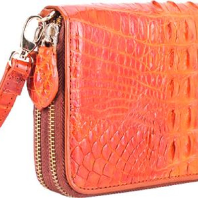 Ví Nữ Da Cá Sấu Nhiều Ngăn Gai Huy Hoàng HT3279 (11 x 22 cm) - Vàng