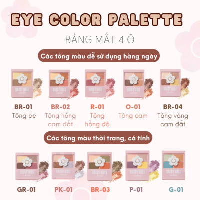 Bảng Phấn Mắt Daisy Doll By Mary Quant Nhật Bản Siêu Bền Màu Đa Chức Năng Phấn Má Hồng Bắt Sáng BR-01 Sand Brown 5.1g