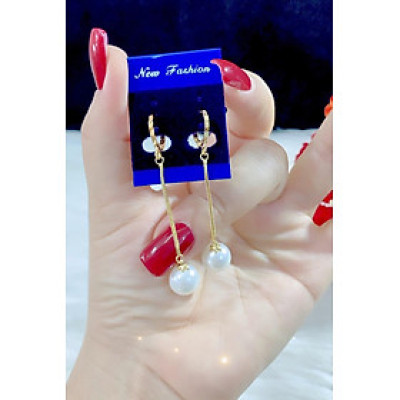Bông tai nữ trái châu tòn ten mạ 18k cao cấp P08