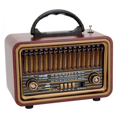 ĐÀI FM NNS NS-8070BT Cổ Điển Retro Đài Phát Thanh Fm Am Sw 3 Băng Tần Radio Với Usb Sd Tf Máy Nghe Nhạc Mp3 Bằng Gỗ-Hàng Chính Hãng