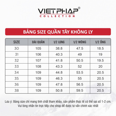 Quần Tây Nam VIỆT PHÁP Form Classic Không Ly Chất liệu Cao Cấp Chống Nhăn, Độ Bền Cao 2347