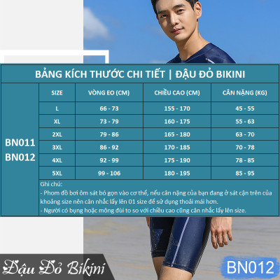 Bộ bơi nam liền quần đùi áo cộc tay & quần dài áo dài tay chống nắng, nam tính mạnh mẽ, chất đẹp co giãn mịn mát, có size lớn đến 95kg | BN012