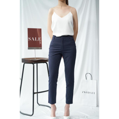 Quần Slim-fit nữ hoạ tiết kẻ 2NDDATE TR009NS