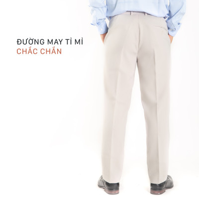 Quân Âu Anton Dáng Rộng, Xếp Ly, Quần Âu Công Sở Nam Trung Niên Màu Trắng Kem QA601