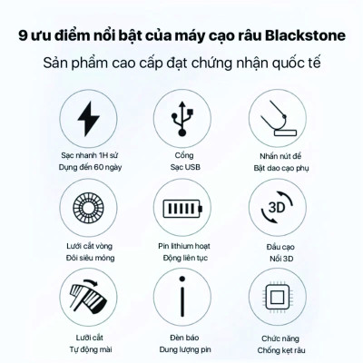 Máy cạo râu Enchen BlackStone , lưỡi cạo nổi 3D ôm mặt, Pin sạc siêu bền, cáp sạc type C