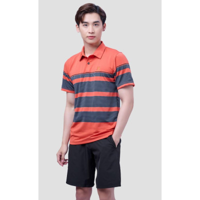 Áo Thun Polo Nam Sọc Ngang Thân Màu Cam Trẻ Trung, Lịch Sự 2021 