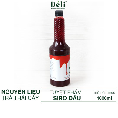 Siro dâu Déli - 1 lít - đậm đặc, chuyên dùng pha chế trà trái cây, soda