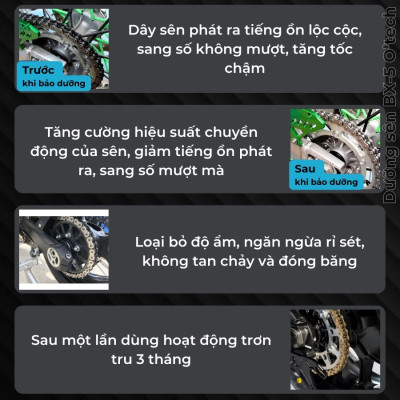 Dưỡng Sên Xe Máy - Bôi Trơn Chi Tiết Cơ Khí - Vệ Sinh Nhông Xích Xe Đạp O