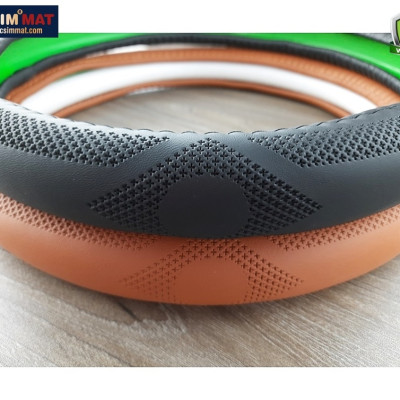 Bọc vô lăng cao cấp 8933 màu nâu bò chất liệu da thật - Khâu tay 100% size M - nhãn hiệu Macsim