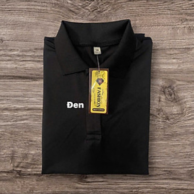 Áo Thun Có Cổ Nam Nữ Vải Cá Sấu Poli Thái Co Giãn 4 Chiều Mặc Cực Mát - Màu Đen