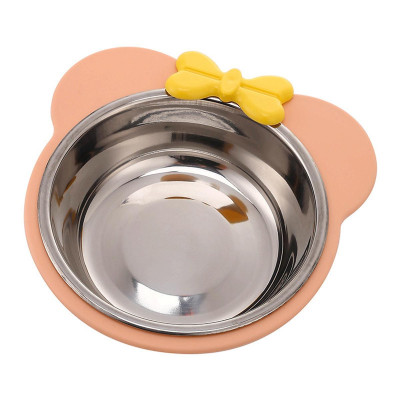 Bát Ăn Đơn Inox Cho Chó Mèo Hình Nơ Siêu Dễ Thương 
