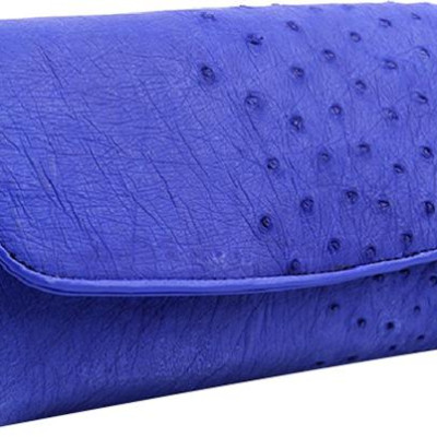 Ví Nữ Da Đà Điểu 3 Gấp Huy Hoàng HT3402 (18.5 x 9 cm) - Xanh Dương